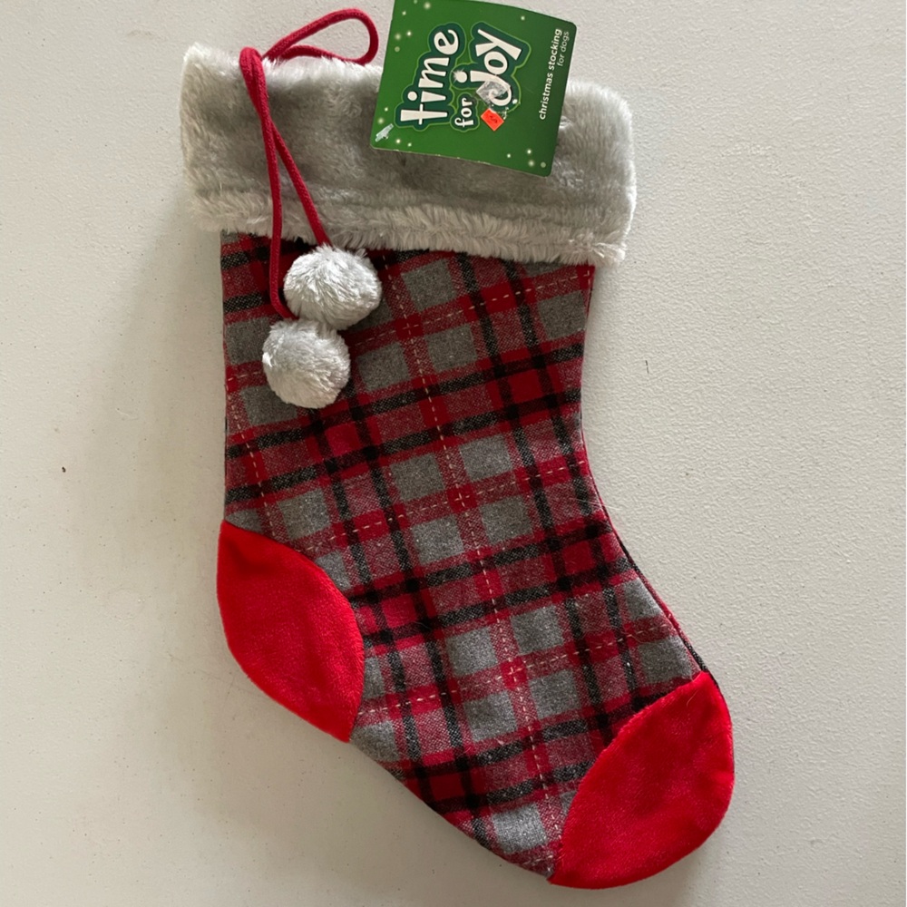 NWT Plaid Dog Christmas Stocking